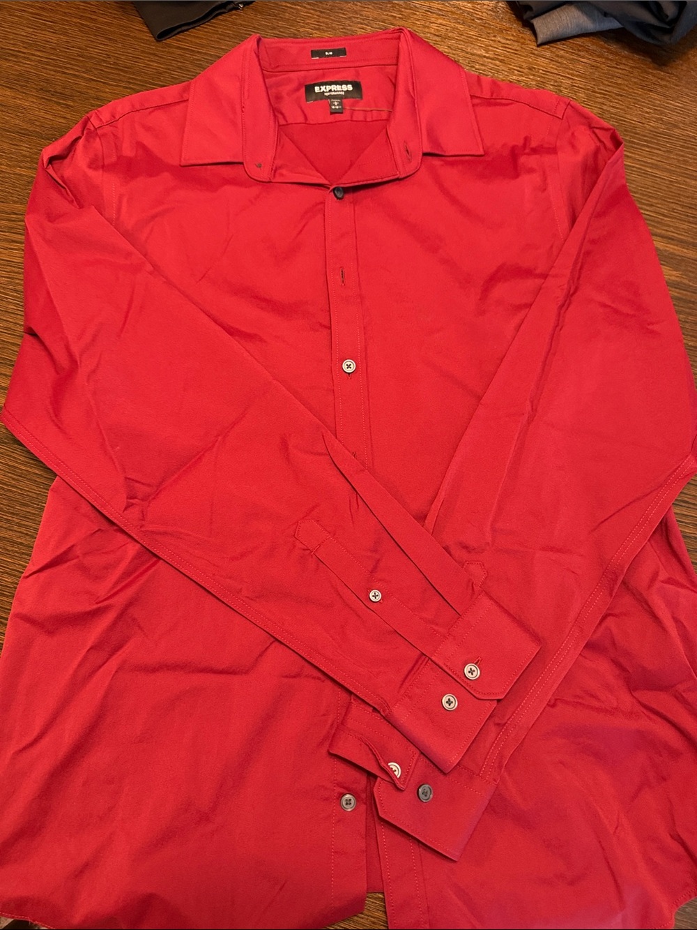 Express Men's Bright Red Long Sleeve Dress Shirt